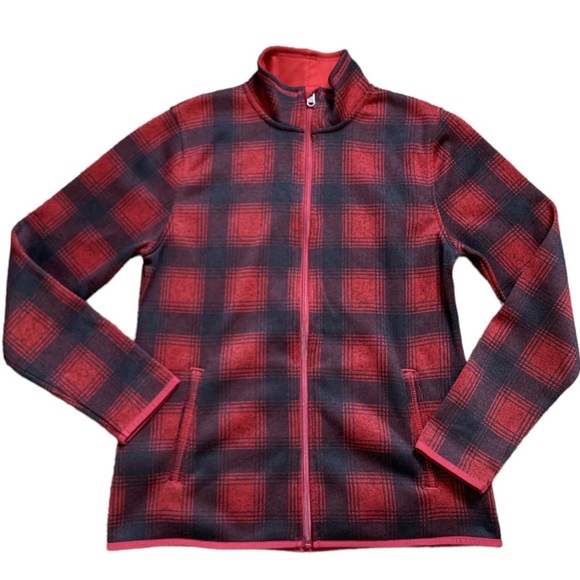 EDDIE BAUER Buffalo Plaid Zip Jacket With Pockets Red/Black Size Small - Picture 3 of 11